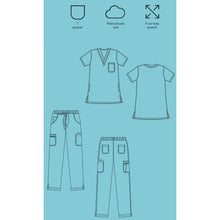 Load image into Gallery viewer, The 10-Pocket Scrub Set with Curved Cut Pants
